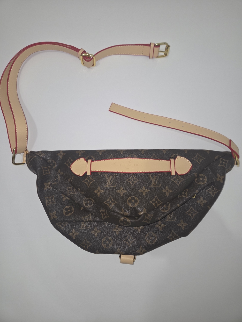 Fashion Monogram Crossbody Purse Brown Tan Adjustable Strap Gold Tone